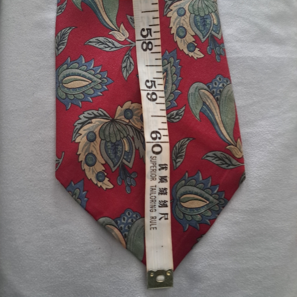 'All Silk' Vintage Classy Floral Tie Multicolored Burgundy Teal Green Tan 60"